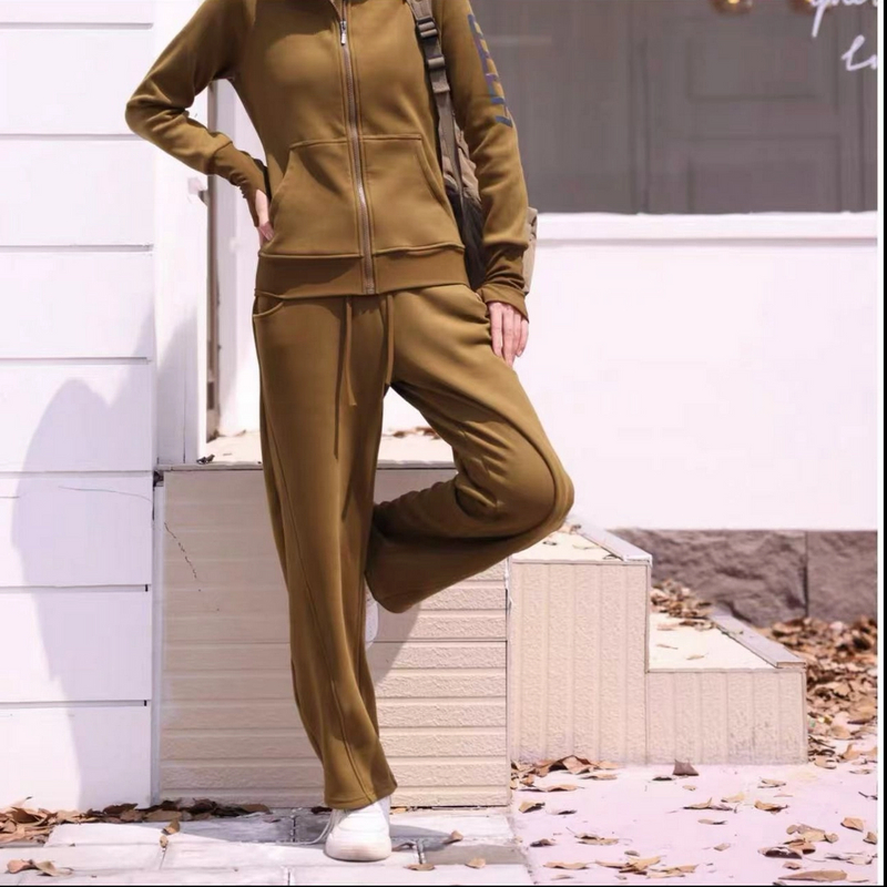 春秋加绒运动裤保暖阔腿高腰显瘦休闲裤跑步瑜伽裤卫裤女3686