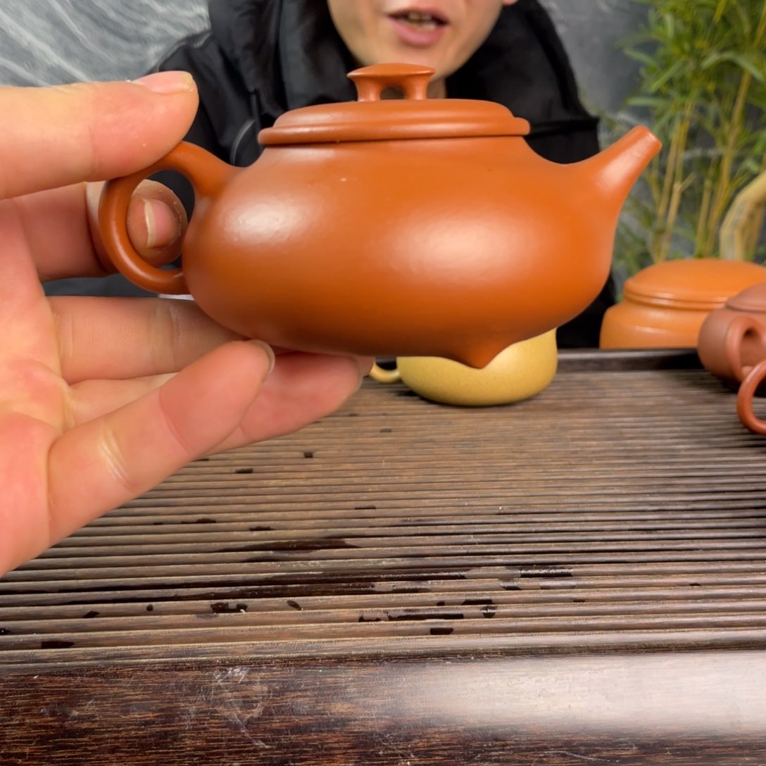 紫砂茶壶红卫朱泥桥瓢