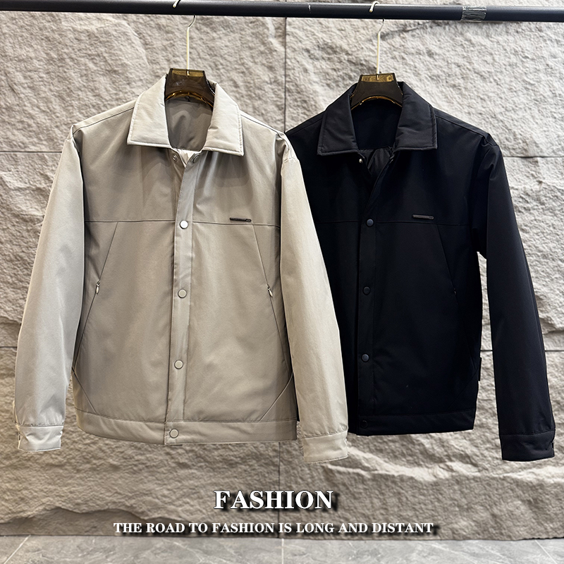 新款翻领简约轻薄羽绒服保暖上衣白鸭绒短款冬季保暖服