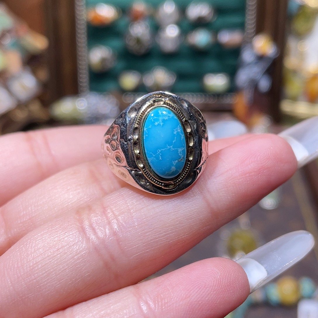 绿松石银S925镶嵌戒指戒指