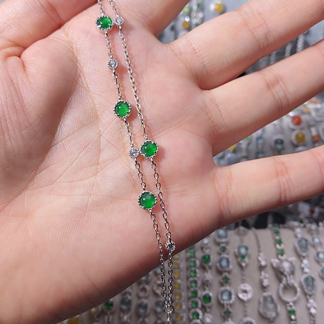 翡翠银S925镶嵌手链