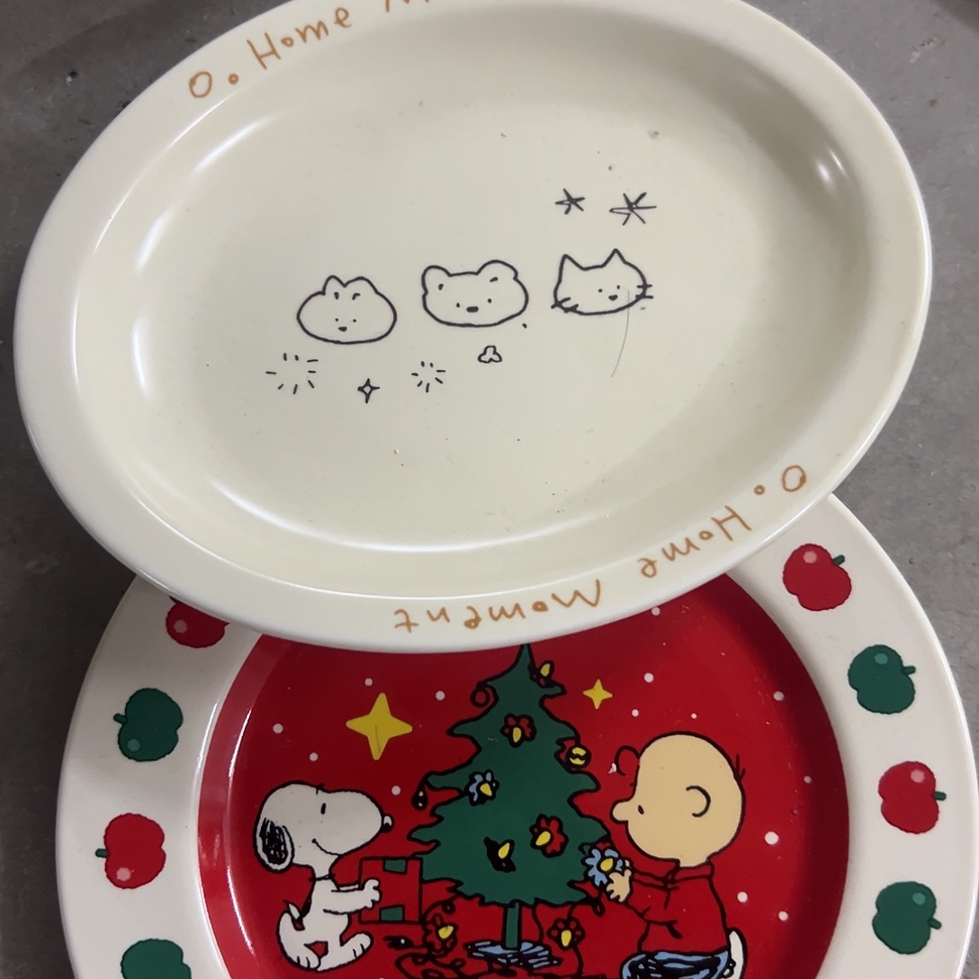 搪瓷微瑕圣诞史努比加线条猫盘
