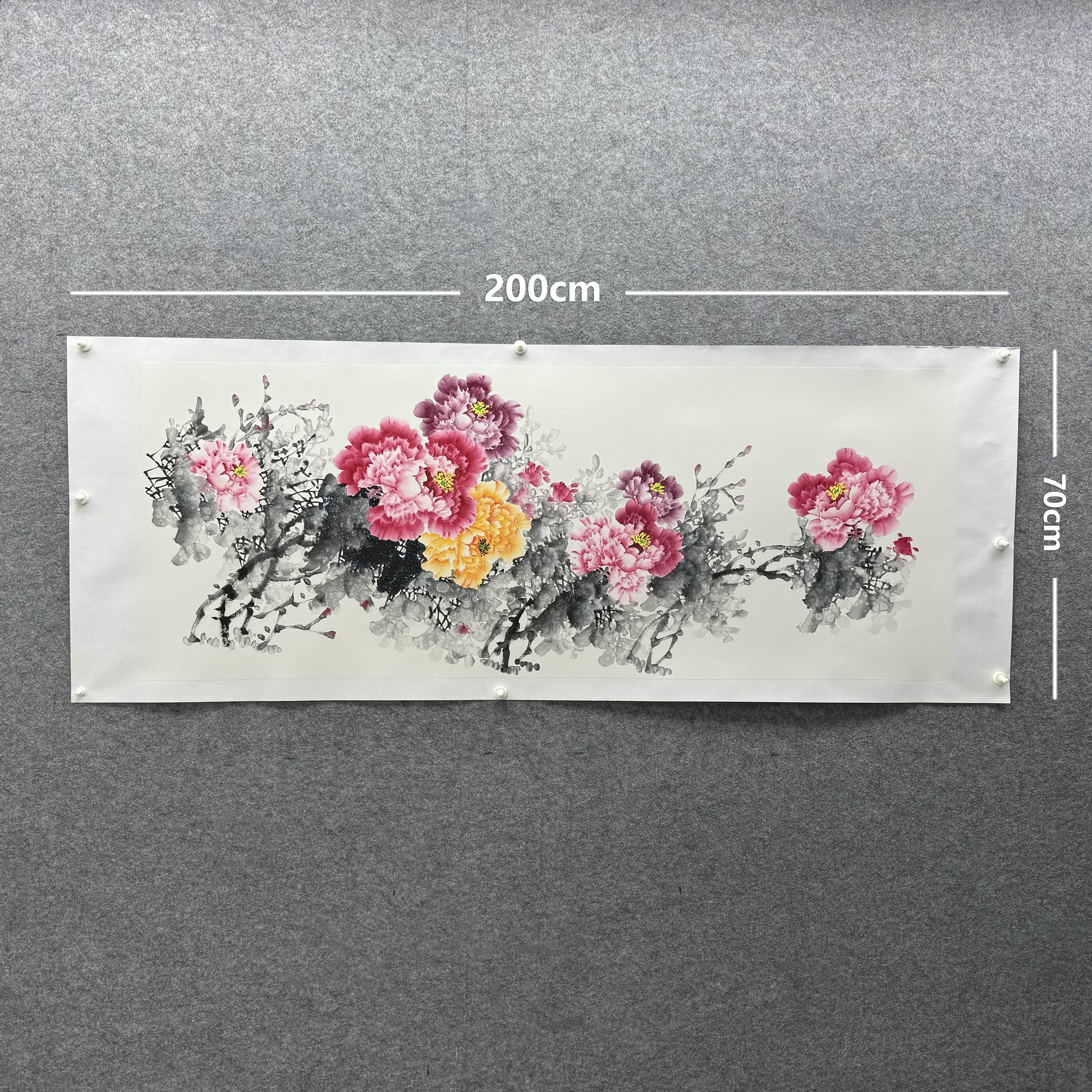 【花开富贵】雷百寿200*70cm手绘礼盒作品（18）