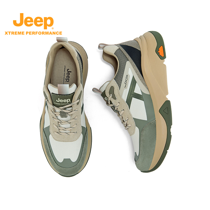 Jeep吉普户外徒步鞋2025春季新款厚底防滑耐磨真皮透气运动跑步鞋