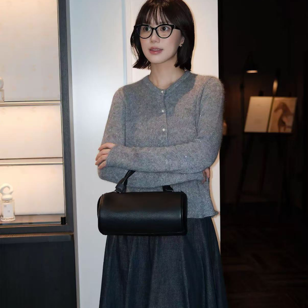 丝羊绒圆领针织衫女新款开衫毛衣外套5057