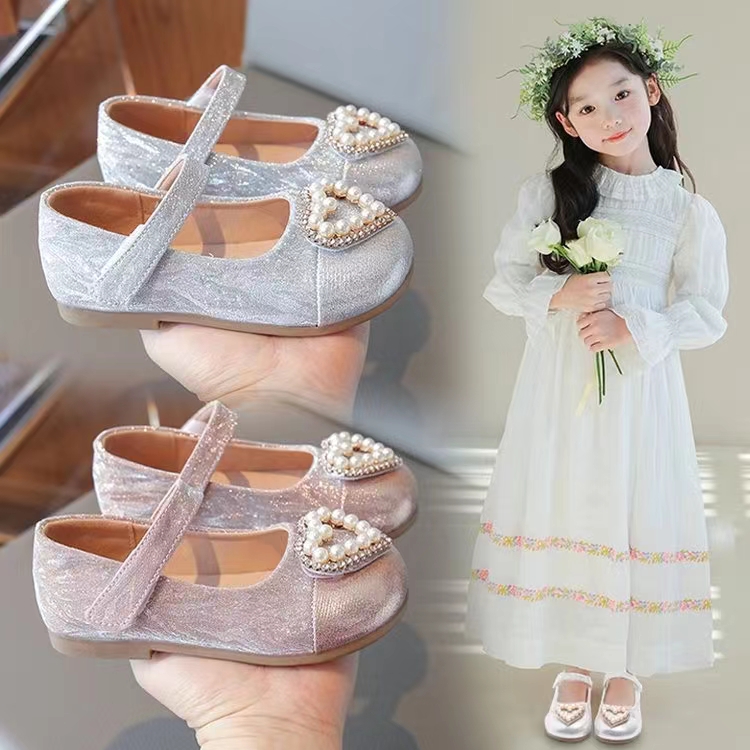 公主鞋女童小皮鞋2025春季新款儿童洋气鞋小女孩闪亮水晶鞋配礼服