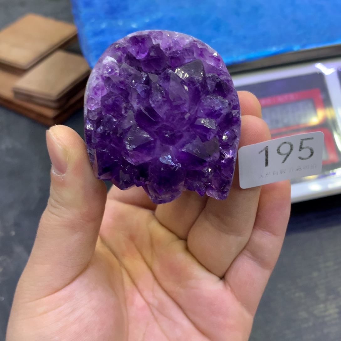 水晶摆件未镶嵌风**眼紫晶紫晶195