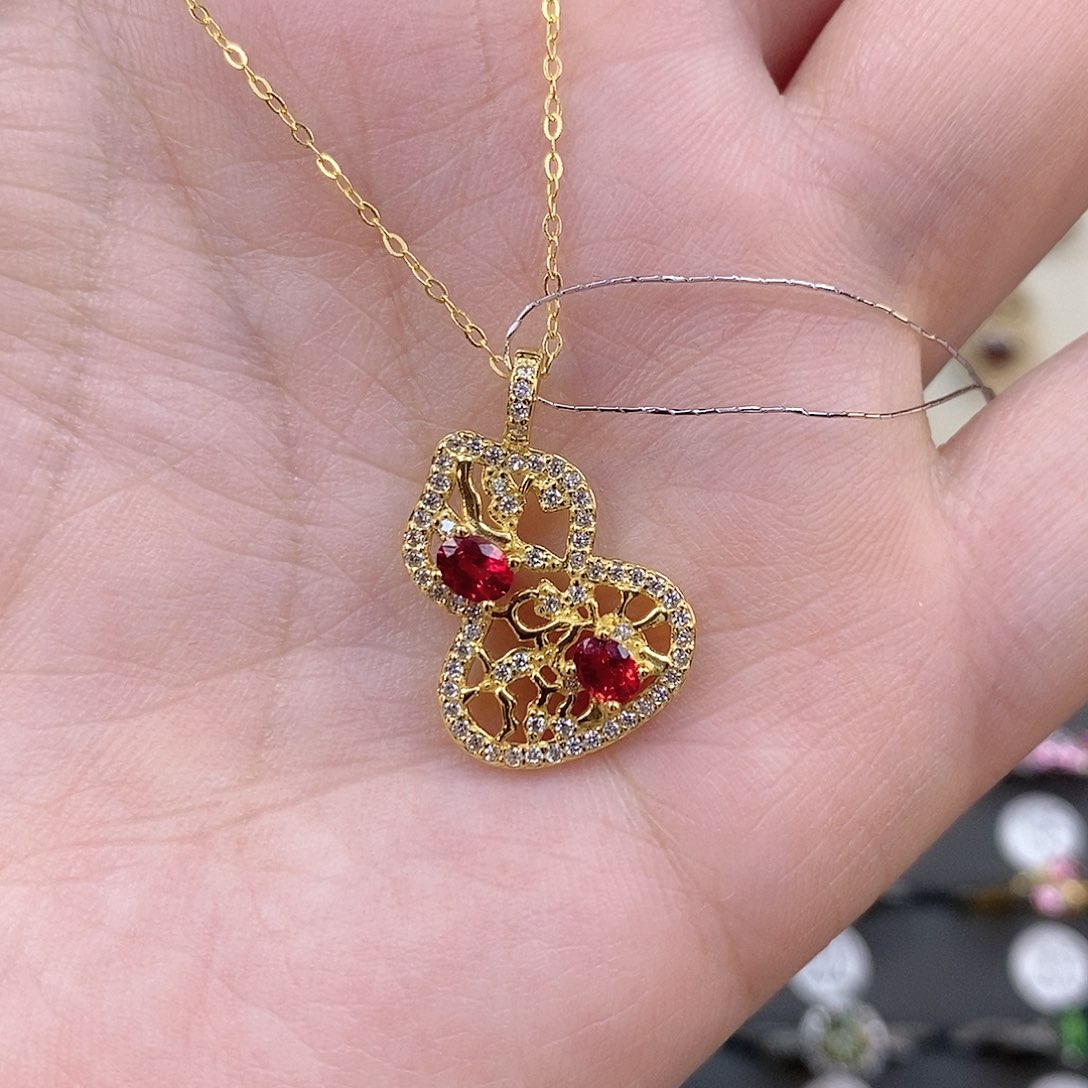 彩色蓝宝石吊坠(赠链)银S925镶嵌