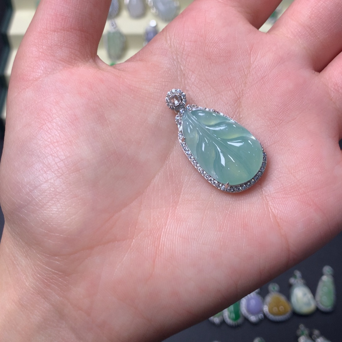 翡翠银S925镶嵌挂件