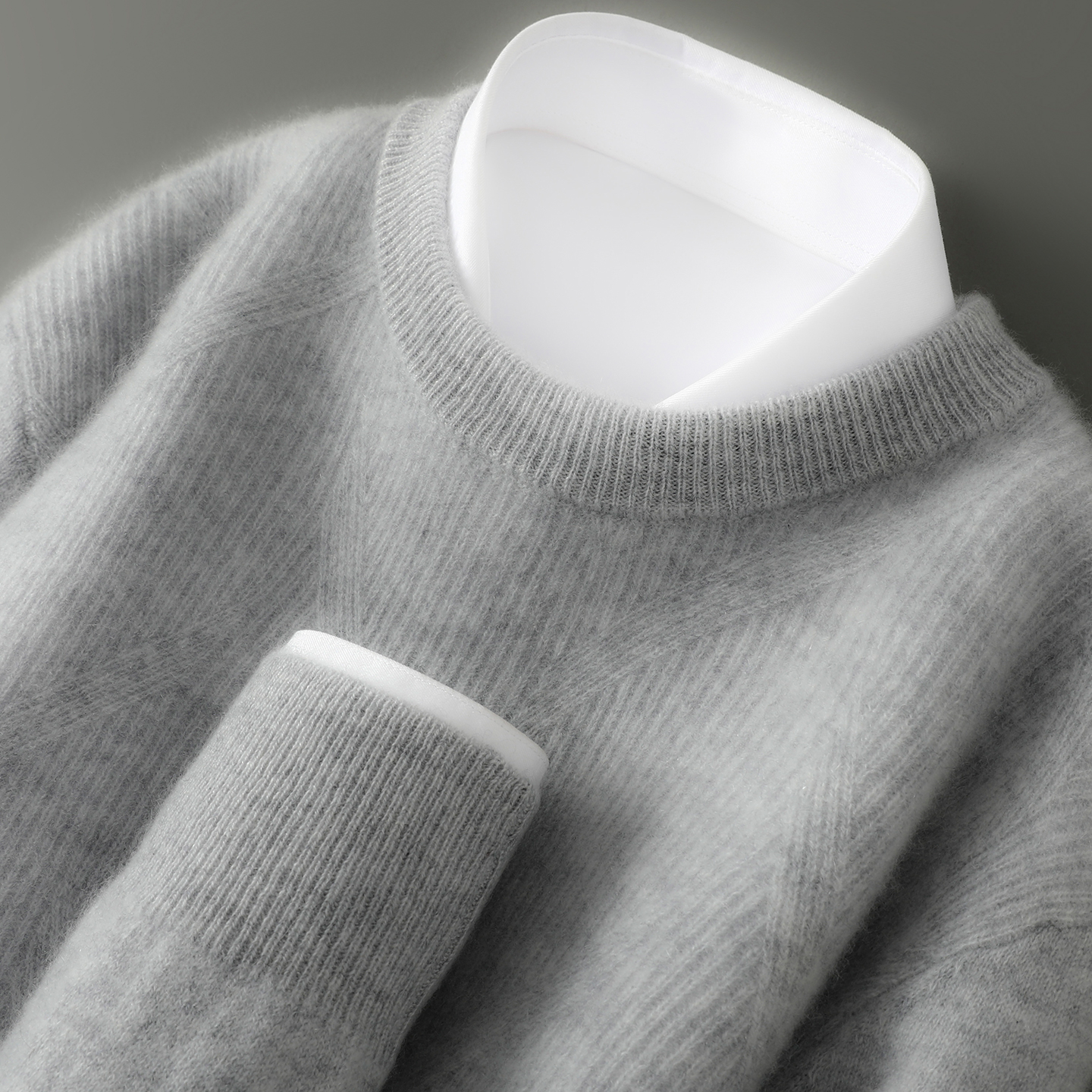 圆领套头男士羊绒衫纯羊绒毛衣加厚针织衫内搭打底上衣