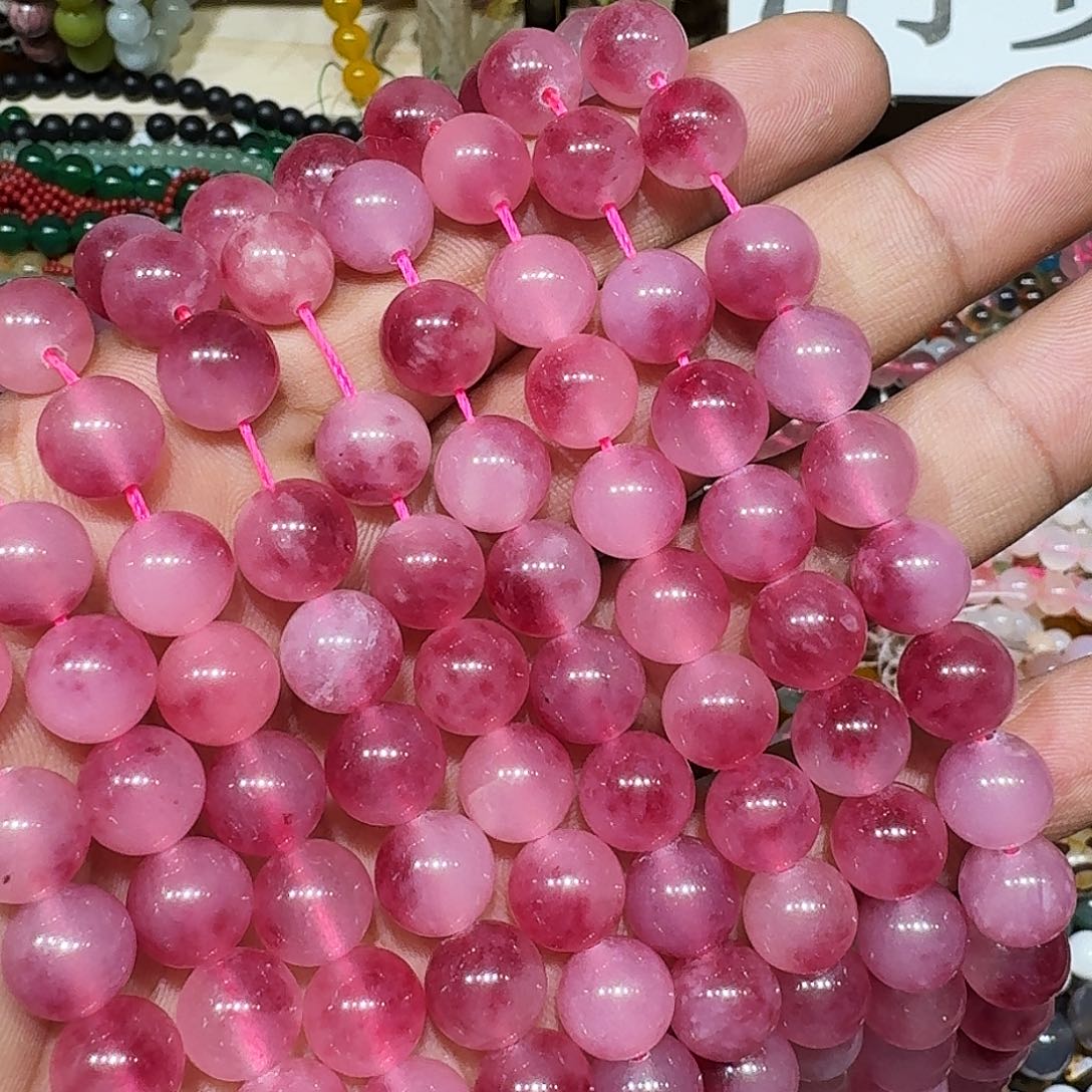 玛瑙/玉髓未镶嵌珠宝半成品樱花雨10mm一条