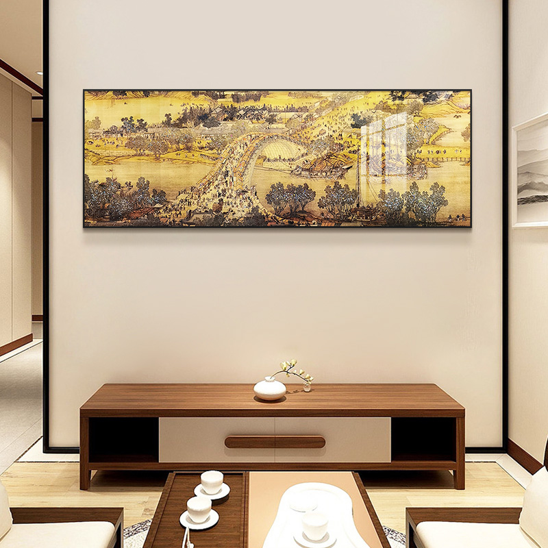 【云起】清明上河图中式晶瓷镶钻装饰画客厅玄关沙发床头挂画70200