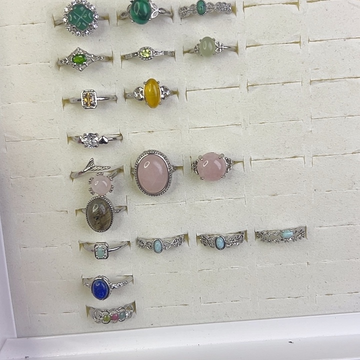 烟晶戒指银S925镶嵌一共19