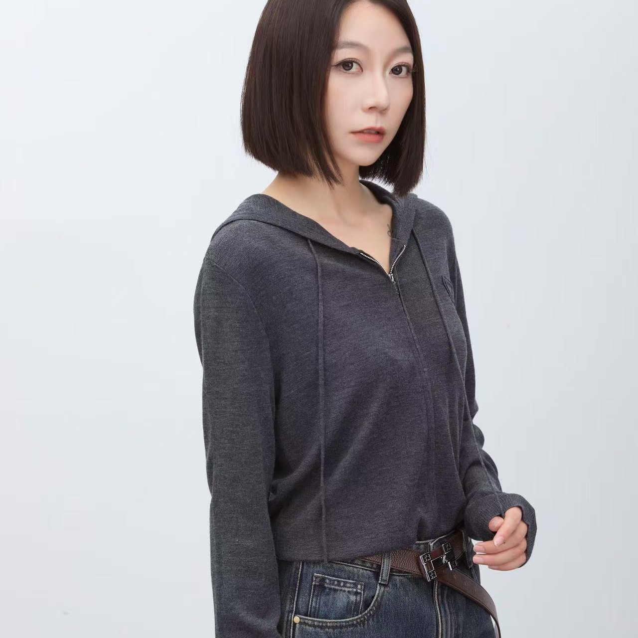 LINGZI女衫连帽长袖休闲毛衣