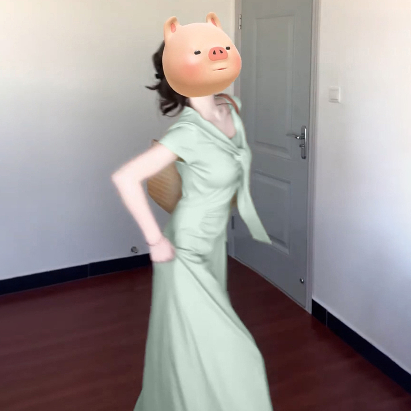 2025新爆款今年流行法式绿色连衣裙子女夏季显瘦掐腰包臀长裙4165