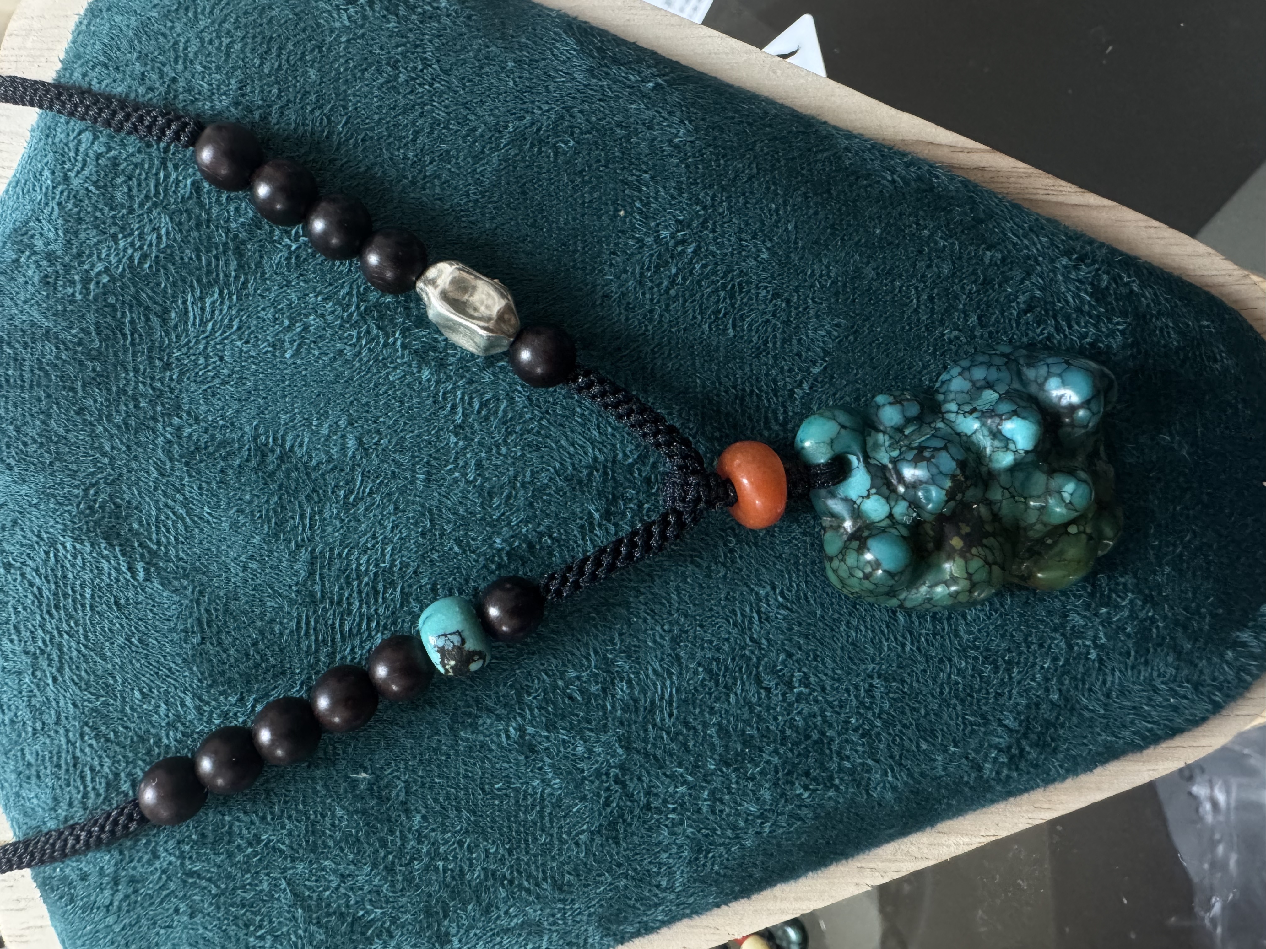 老绿金刚菩提松珠石手串佛珠挂坠922-11