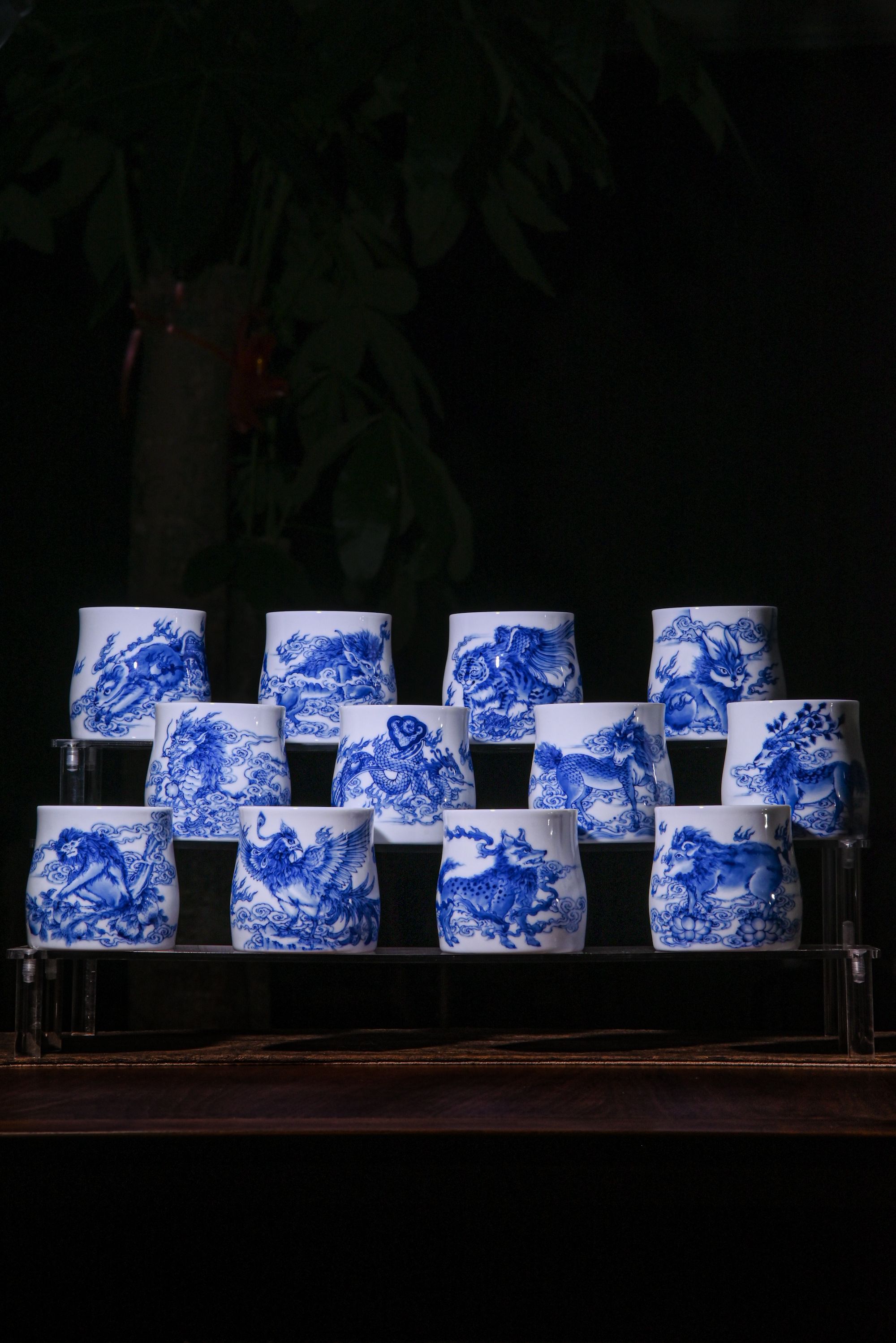 景德镇九段烧九段妙手山海经十二生肖套组喝茶杯A2茶具品茗杯家用