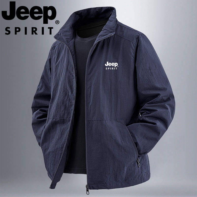 JEEP吉普春季夹克2025新款宽松加大码立领防风防水户外休闲夹克男