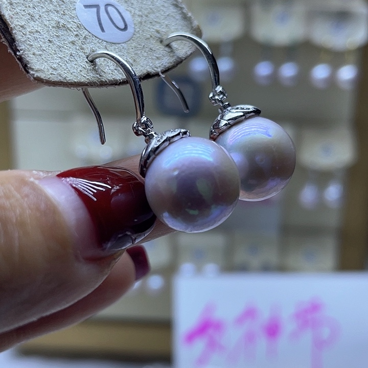 淡水珍珠耳饰银S925镶嵌