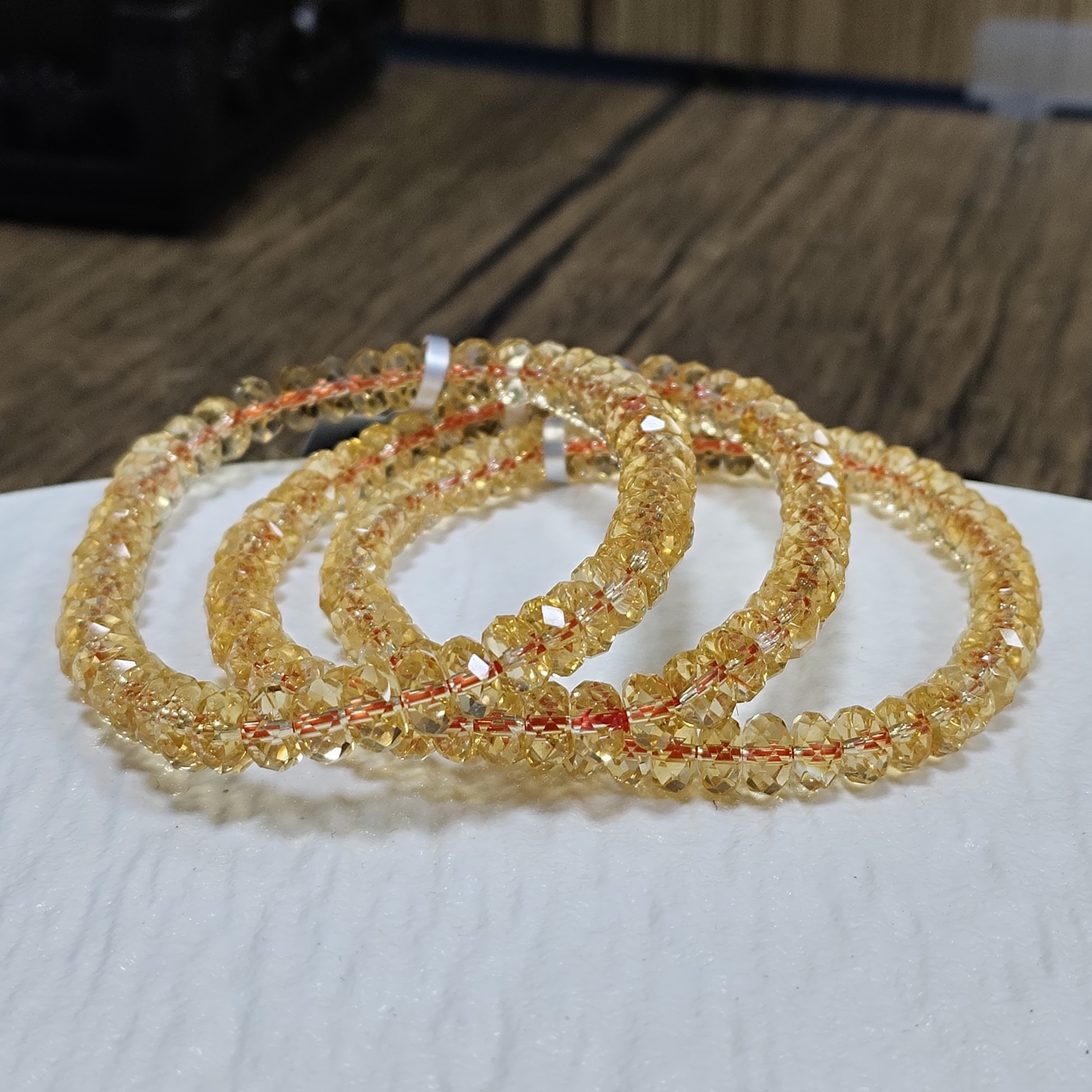 【书记甄选】天然黄水晶盘切单圈手链 多样性发一件 约6mm 1155BB