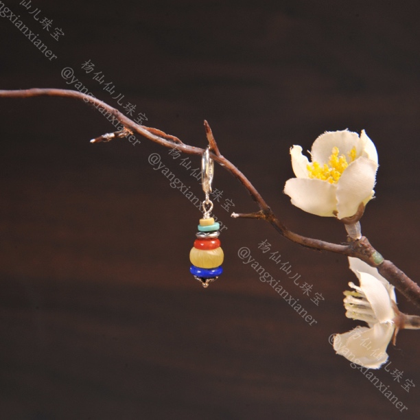 925银银制品 【杨仙仙珠宝】银镶多宝耳环-X2082