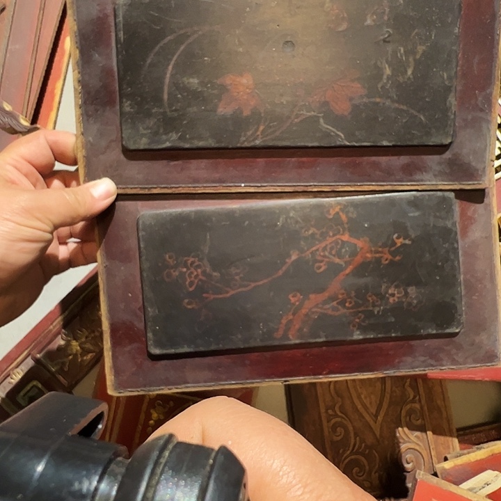 木（非红木类）施*木雕花卉一对