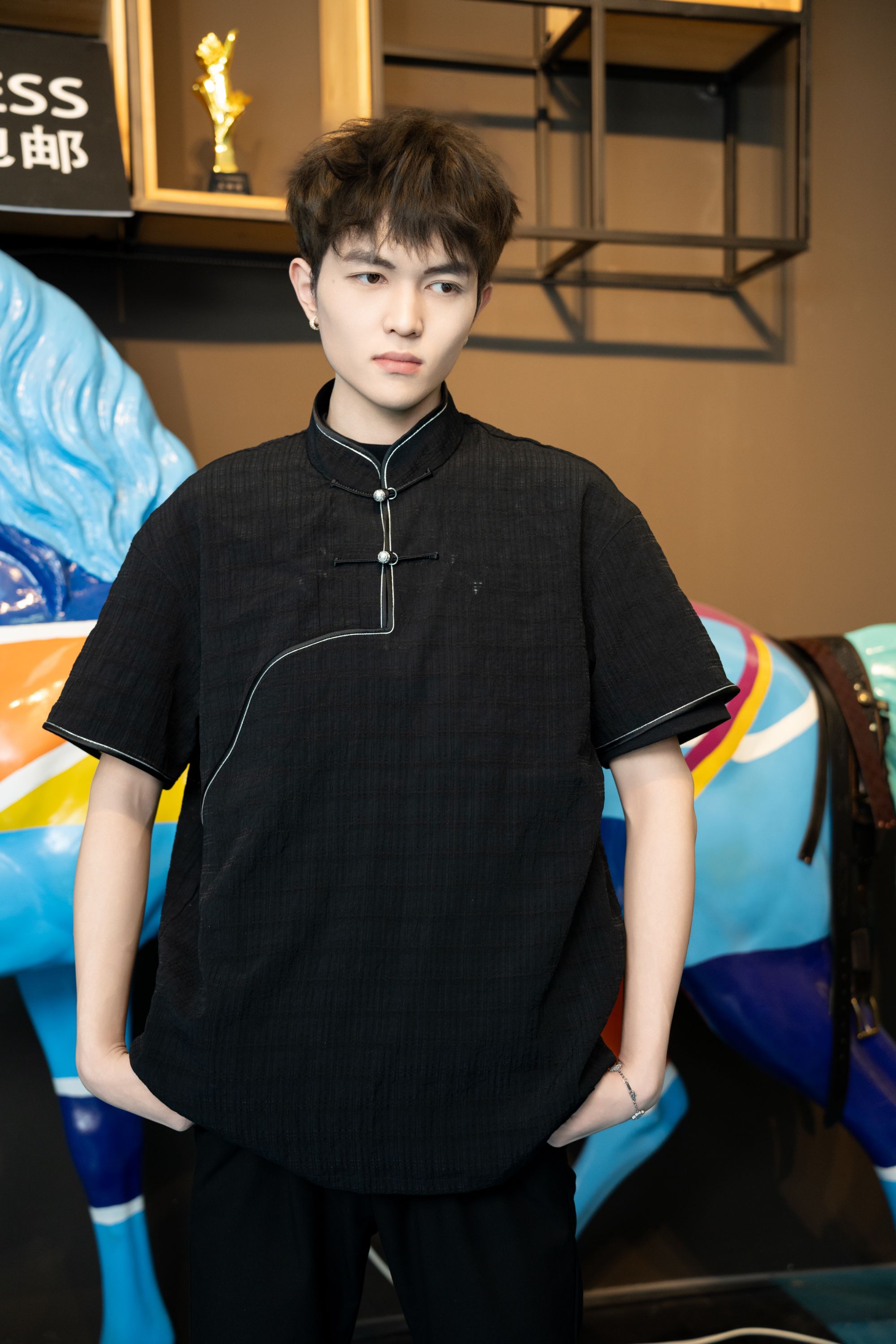 【岱青男装】凉爽透气速干百搭蒙元素天丝麻短袖