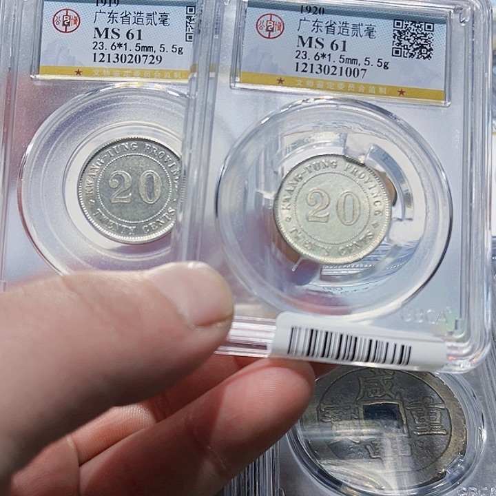 银花****.皖韵2枚广东20银币