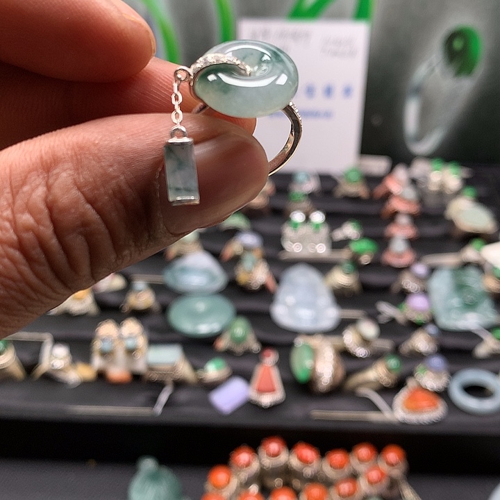 翡翠银S925镶嵌戒指