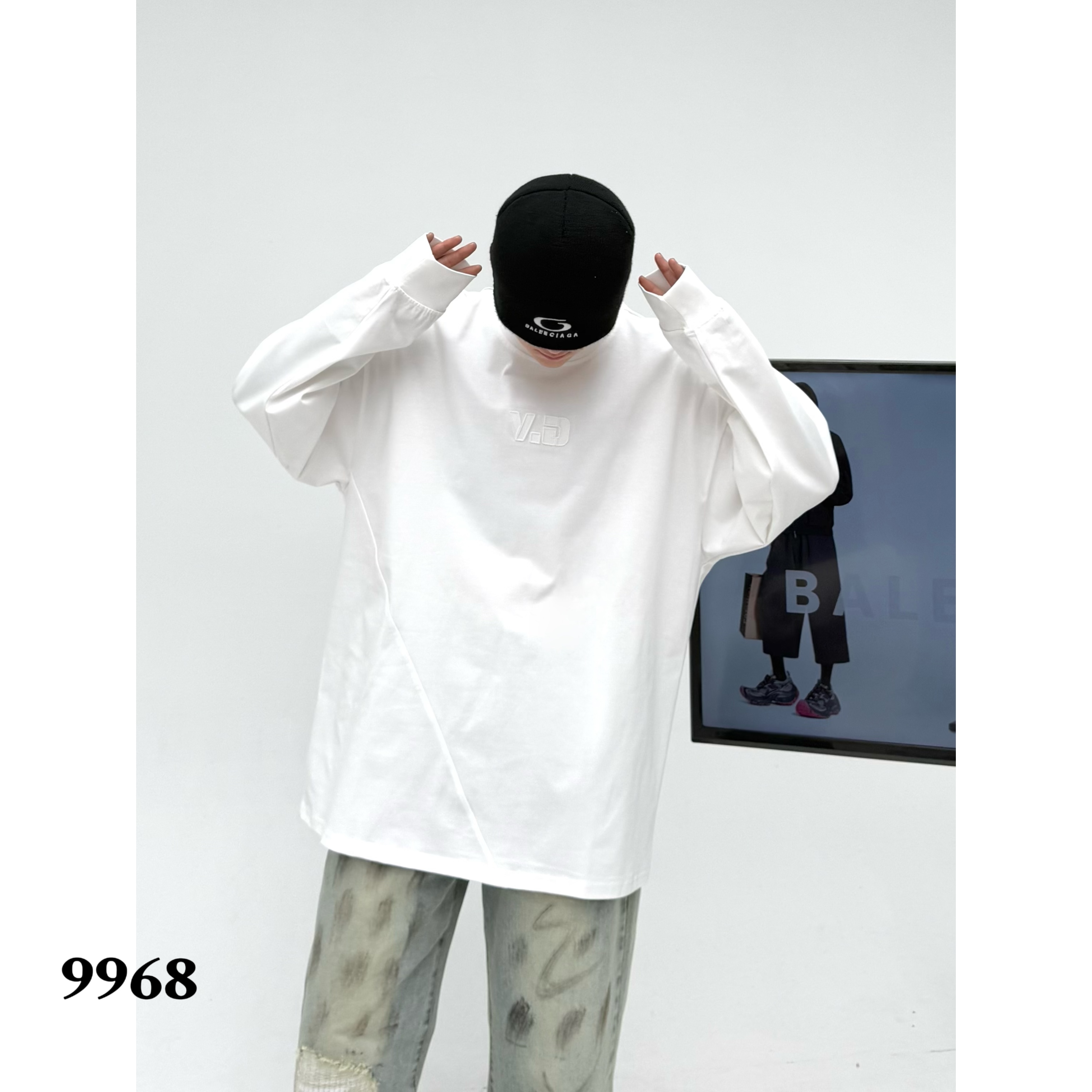 胖胖高轻奢大码男女同款纯棉T恤打底刺绣散身设计百搭9968