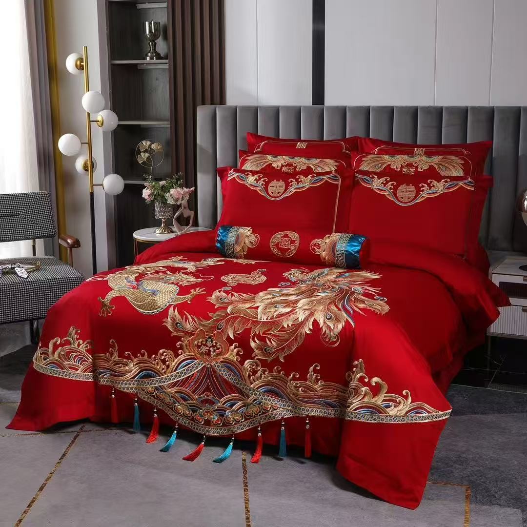 【天赐良缘】高端婚庆四件套长绒棉刺绣