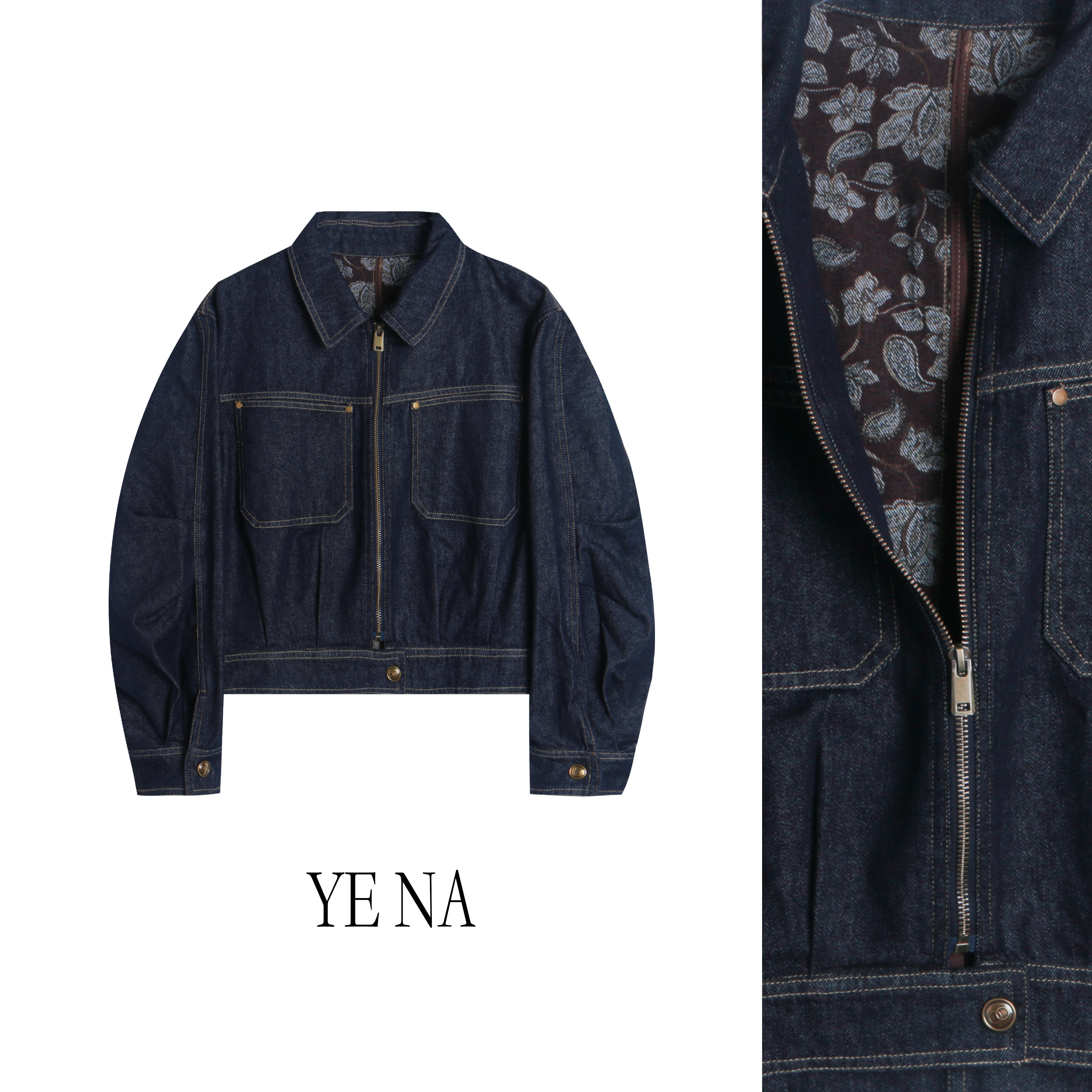 【小白】秋季新时尚百搭潮流显瘦减龄小众设计翻领牛仔短外套SY656