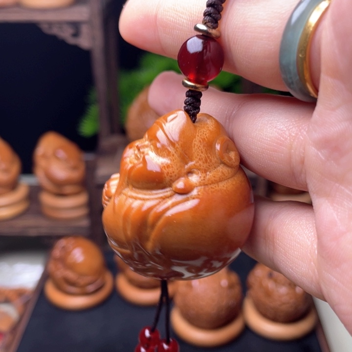 吊坠橄榄核财神单籽指环