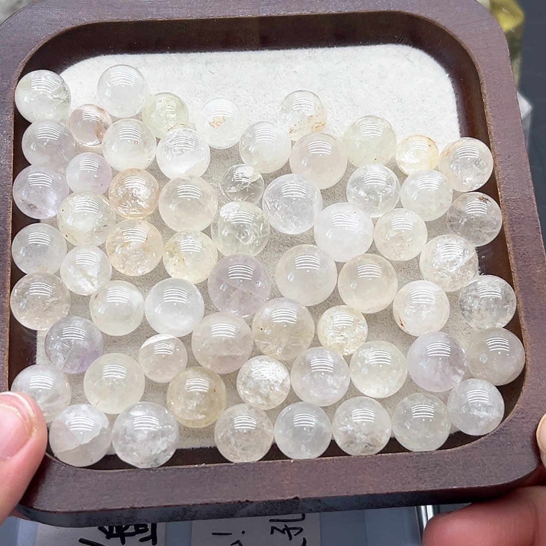 珠宝半成品未镶嵌水晶10 黄胶花球（一盘）