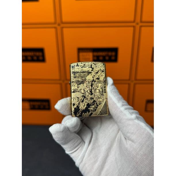 ZORRO佐罗爆款二代鎏金清明上河图煤油打火机Q