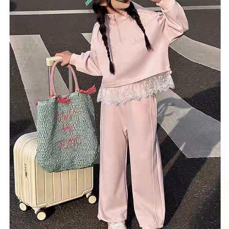 2025春季新款女童套装春秋款潮酷宽松上衣休闲裤两件套