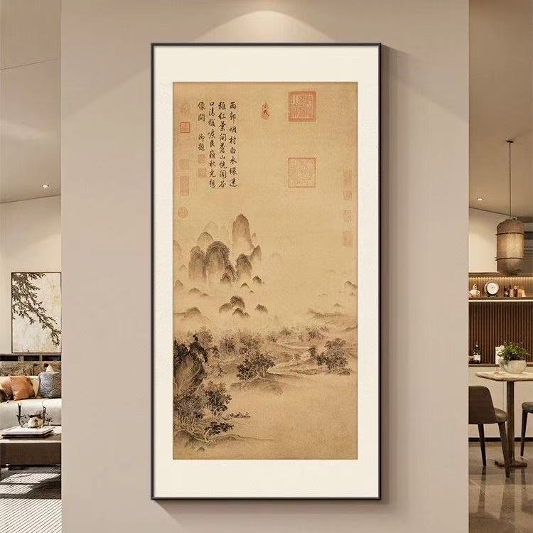 溪山秋色图宋代美学玄关入户门装饰画新中式客厅壁画