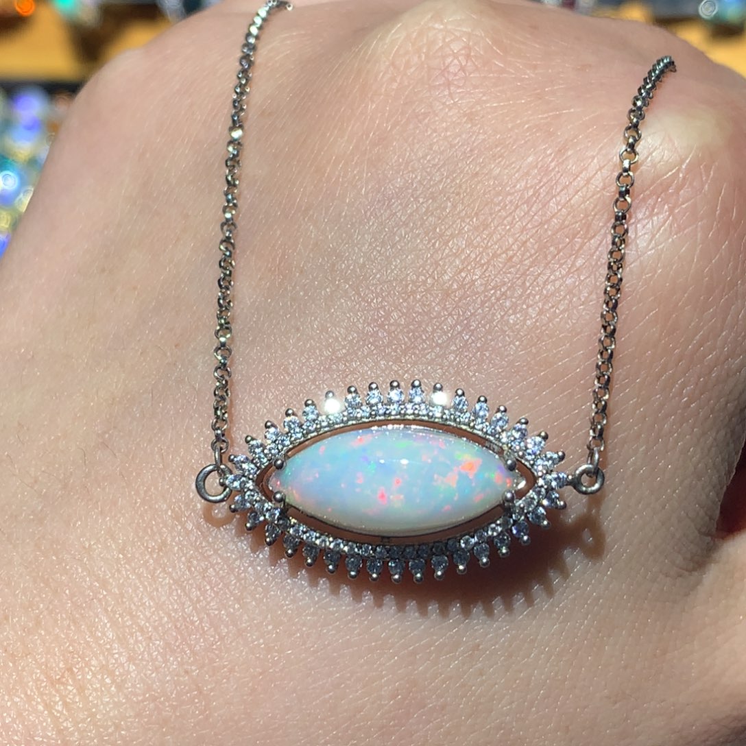 欧泊福利项链银S925镶嵌