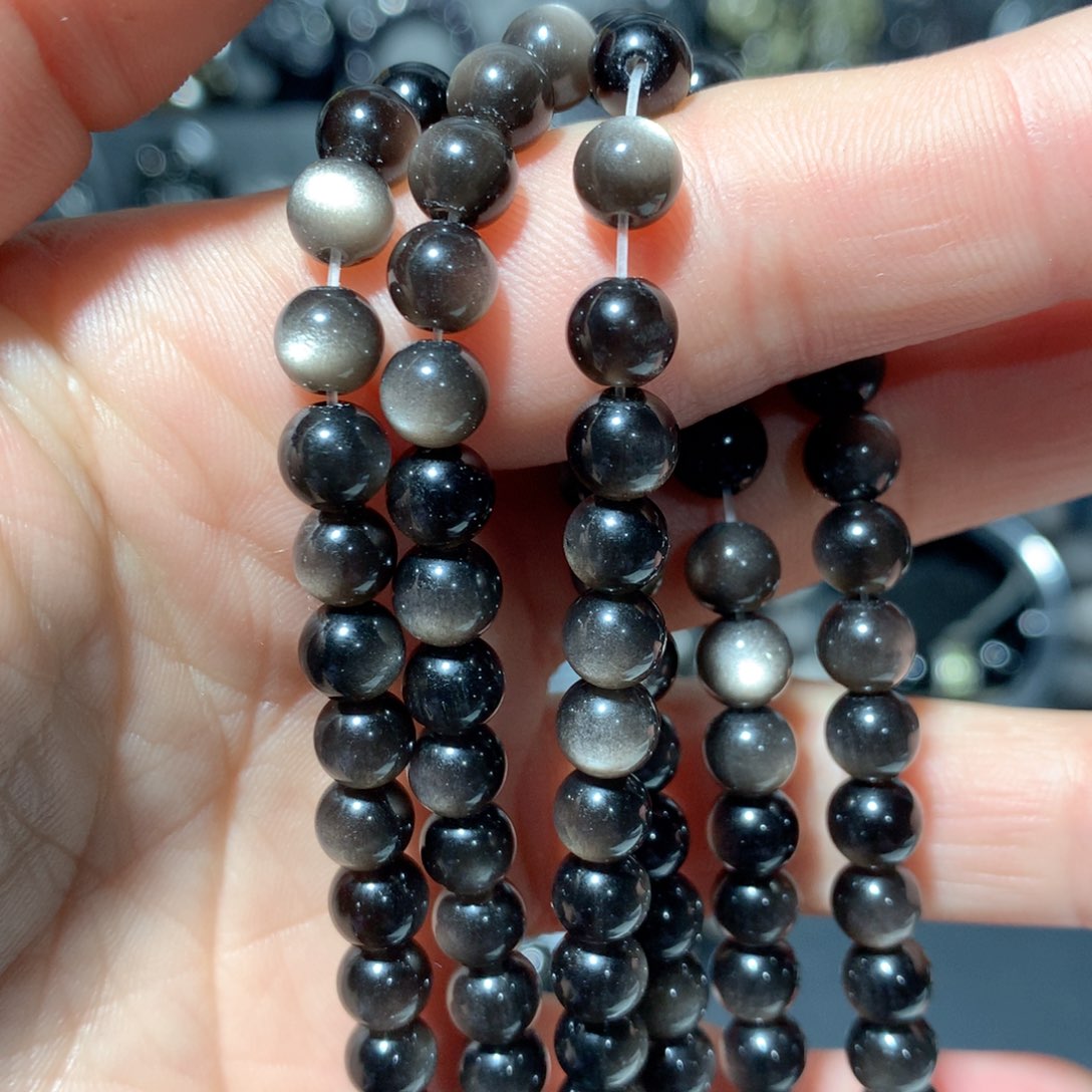 黑曜岩未镶嵌手链白*