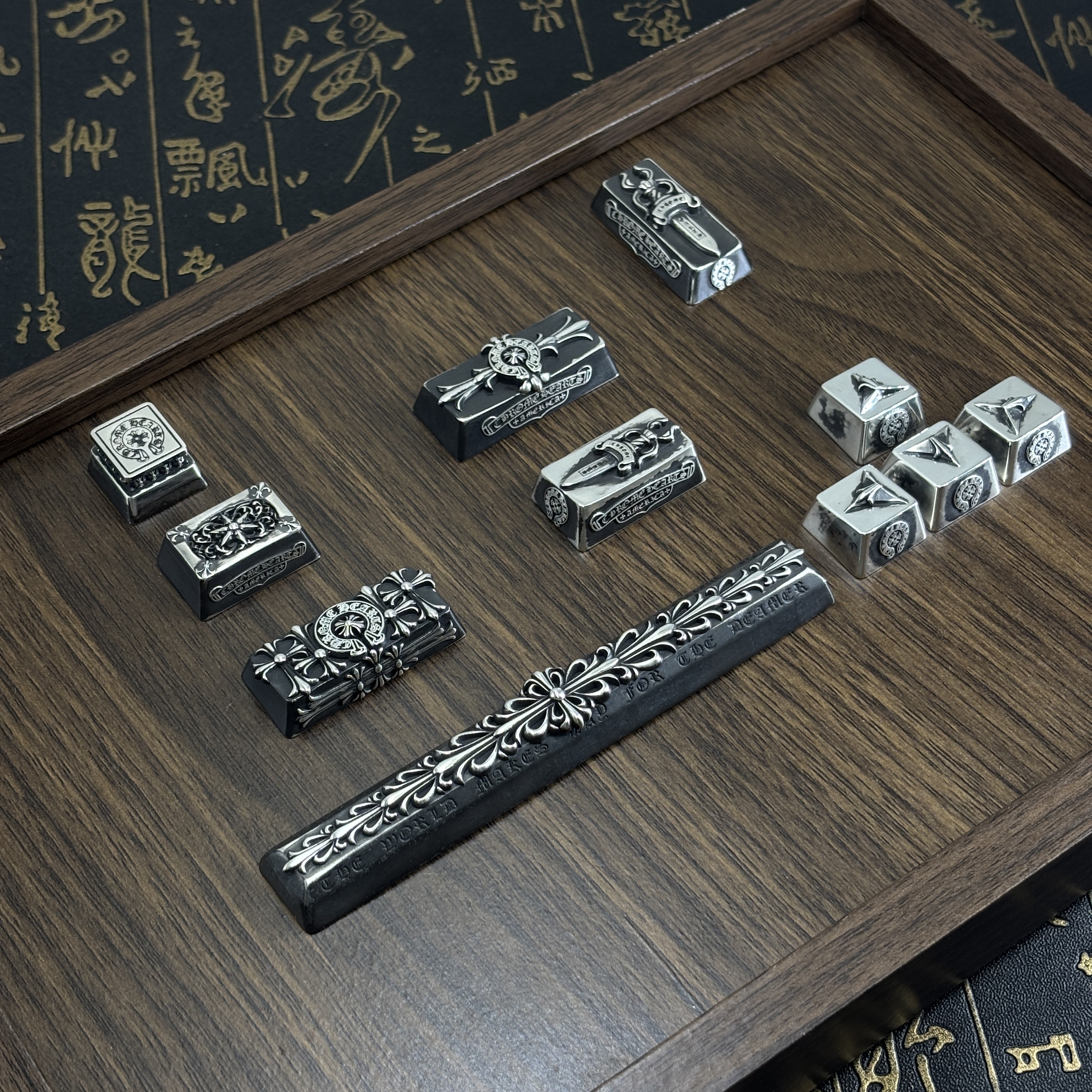 纯银手工个性键帽 克罗心风格键帽 客制化银饰键帽 高端定制键帽i