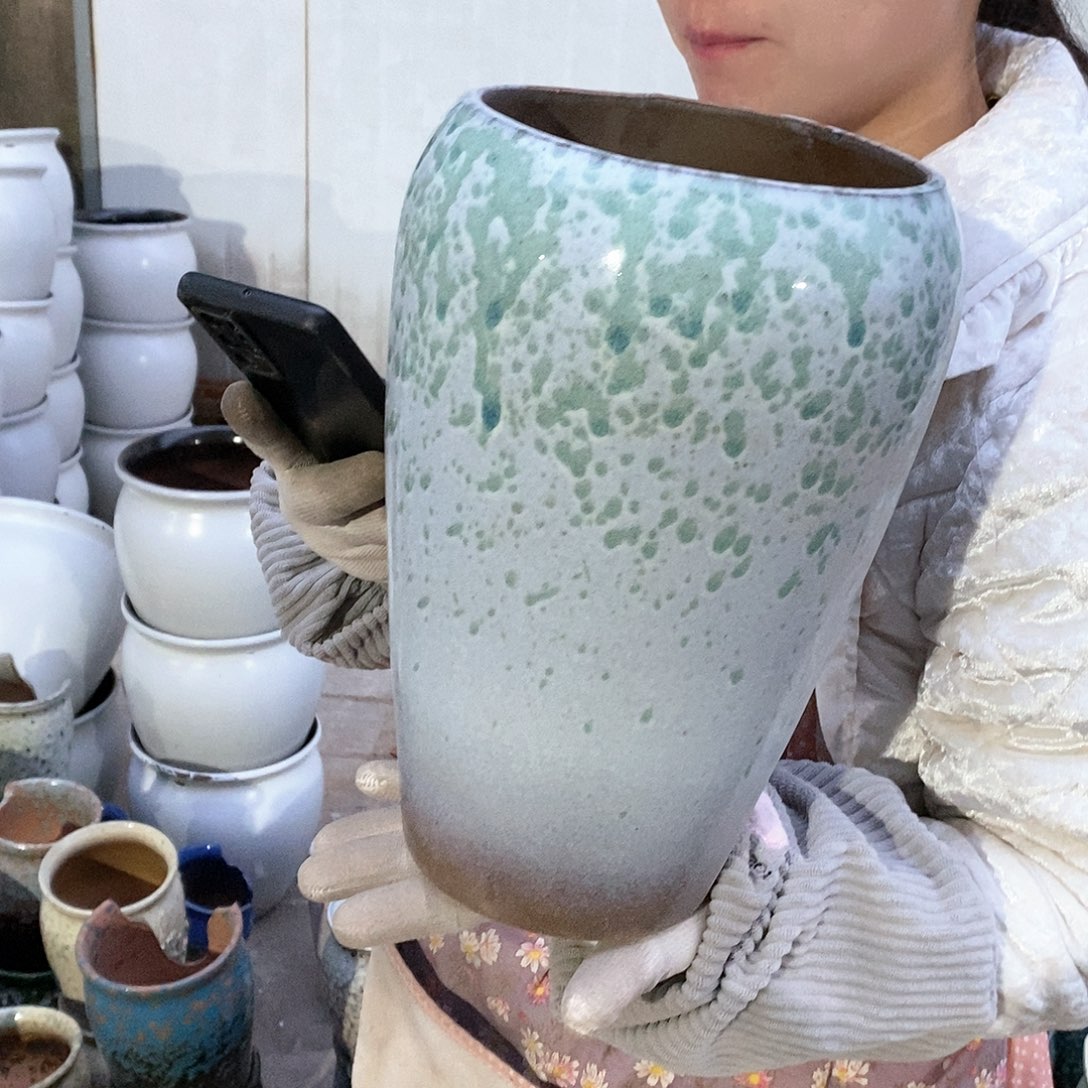 紫砂花盆瑕疵口16高29