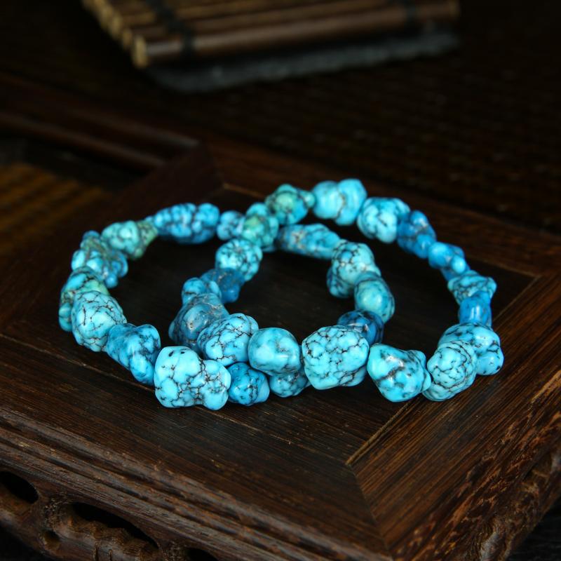 【香掌柜】云盖寺原矿绿松原石随形单圈手串【多样性发货，发一件】