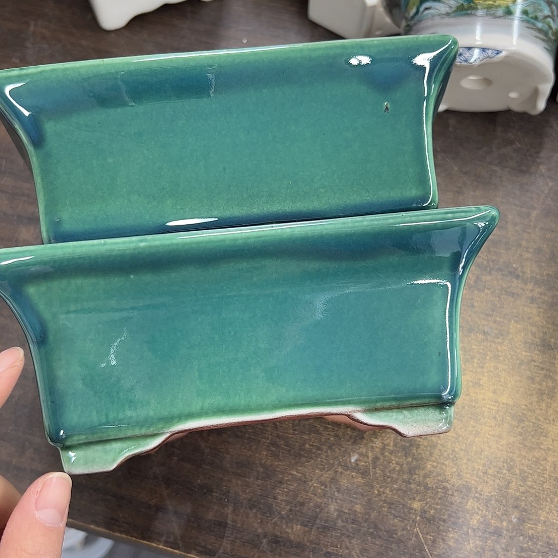 紫砂花盆181号瑕疵2个底部裂纹处理介意勿拍20/18/8