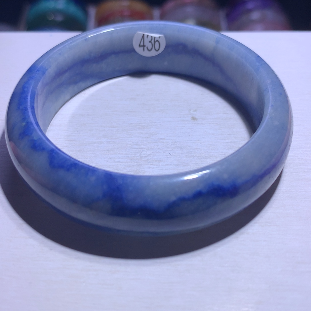 水晶银S925镶嵌手镯蓝线58.1圈436