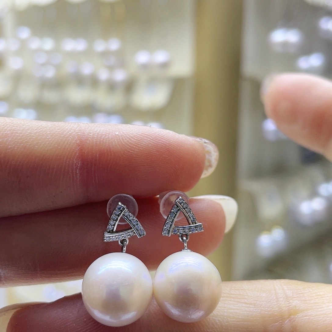 淡水珍珠耳饰银S925镶嵌