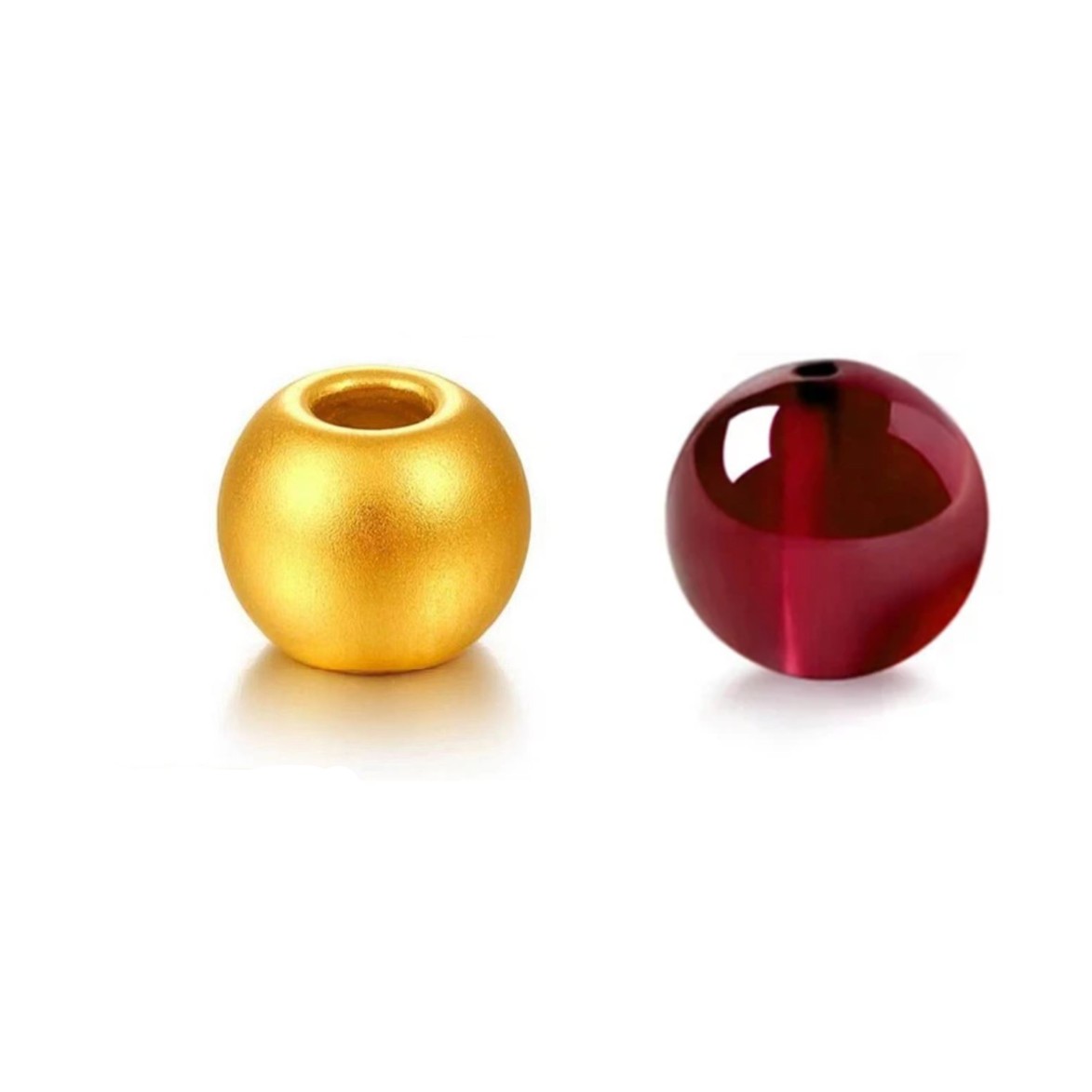 合成石榴石等配珠配真金卡5MM古法高硬度小金珠配件散珠成品手串