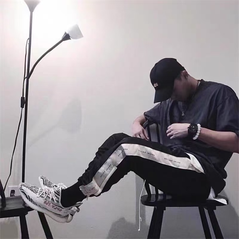 dp束腿裤抽绳系带美式潮流休闲高街运动卫裤黑色