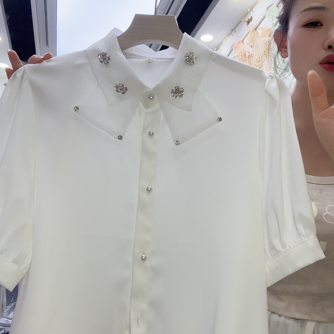 醋酸衬衣白色短短款