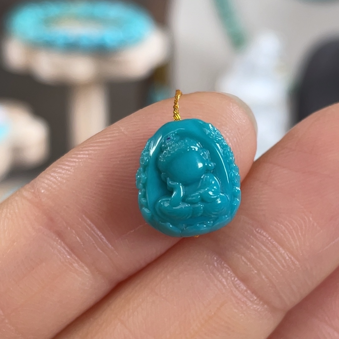 绿松石未镶嵌套链玉化无相宝宝佛