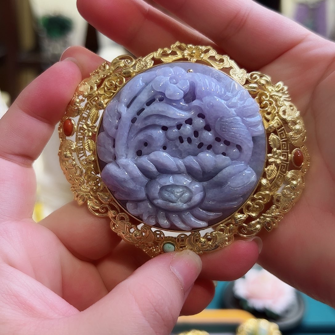 翡翠颈饰银S925镶嵌古风